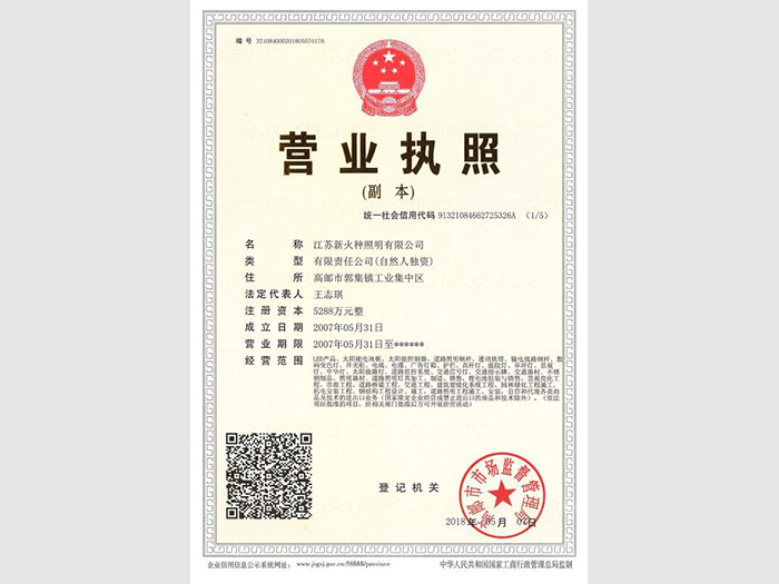 企業(yè)法人營業(yè)執(zhí)照(三合一)
